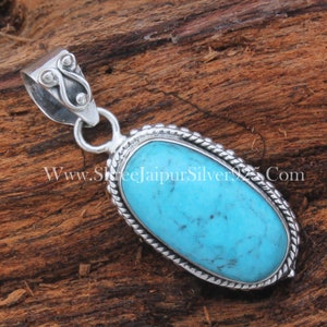 925 Sterling Silver Sleeping Beauty Turquoise Pendants For Oval Cabochon Handmade Gemstone Silver Jewelry Celtic Rustic Mom Gifts