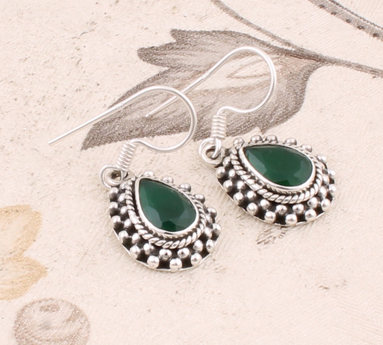 Natural Green Onyx Aaaquality Gemstone Earring Cabochon Stone - Etsy
