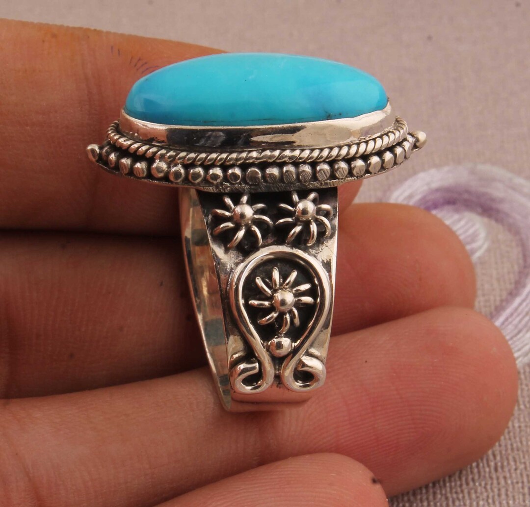 Sleeping Beauty Turquoise Ring: Sterling Silver Twisted Band Boho Ring ...