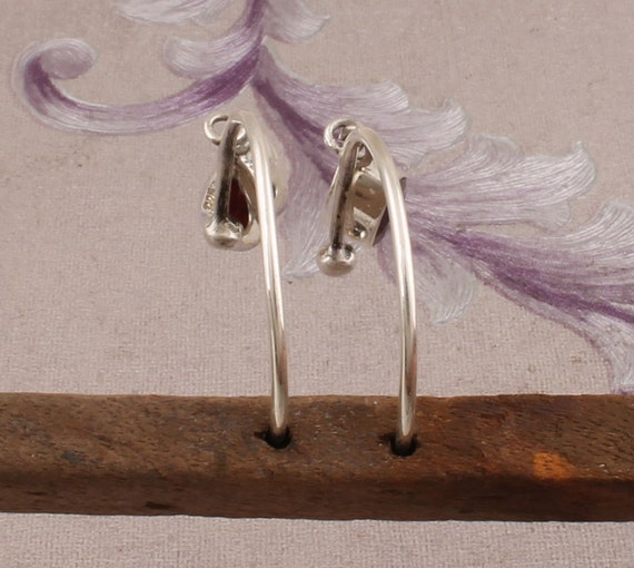 Orecchini A Cerchio In Argento Sterling 925 Con Granato Rosso Naturale, Placcati Rodio, Regalo Per Donna In Confezione Regalo