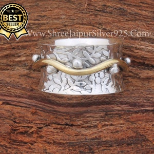 Sterling Silver Spinner Ring: Handmade Filigree Fidget Ring