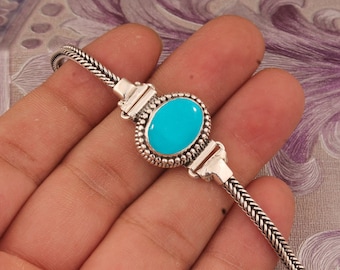 Törnrosa turkos armband: Handgjorda 925 sterlingsilver bohemiska smycken