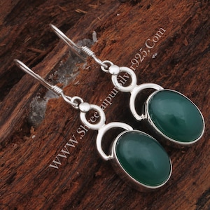 Green Onyx Earring, Women Gift, Bridesmaid Jewelry Handmade Earring Natural Top Quality Gemstone Earring Purple Color StoneCyber2023