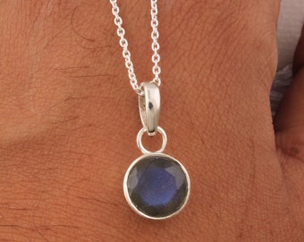 Handgemachte Runde Labradorit 925 Sterling Silber Anhänger