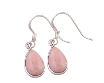 Sterling Silver Pink Opal Earrings, Anniversary Gift