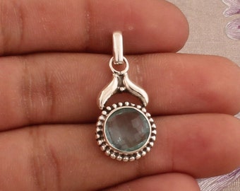 Ciondolo in argento sterling 925 con quarzo verde acqua - Collana con pietre preziose boho - Italia
