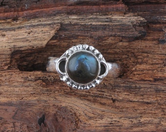 Blue Fire Labradorite Ring, 925 Sterling Silver, Gemstone Jewelry