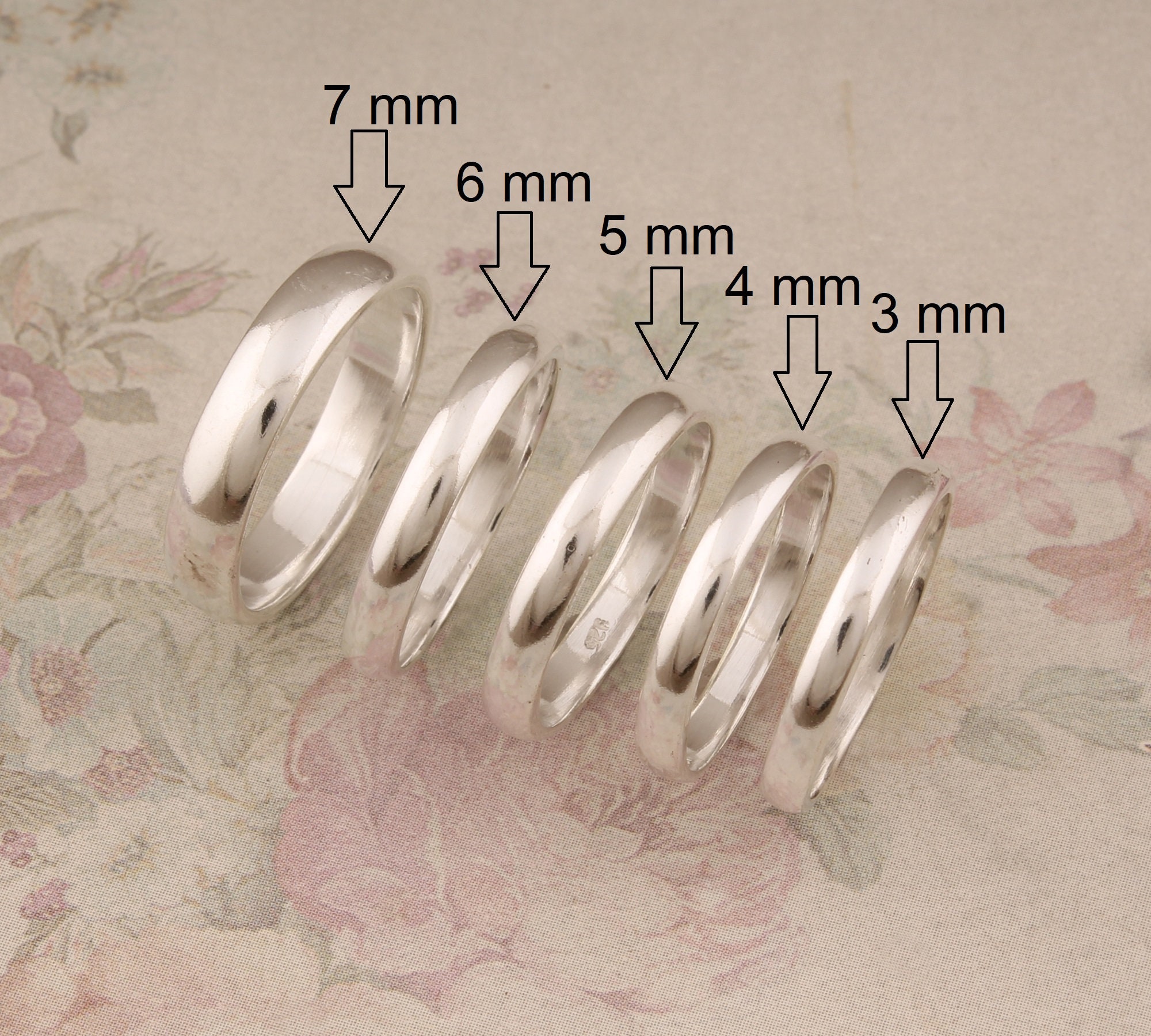 Sterling Silver Comfort Fit 3mm 4mm 5mm 6mm 7mm Wedding Band Promise, Half Dome Engagement Ring Thumb Toe Midi Minimalist Sizes 4-16