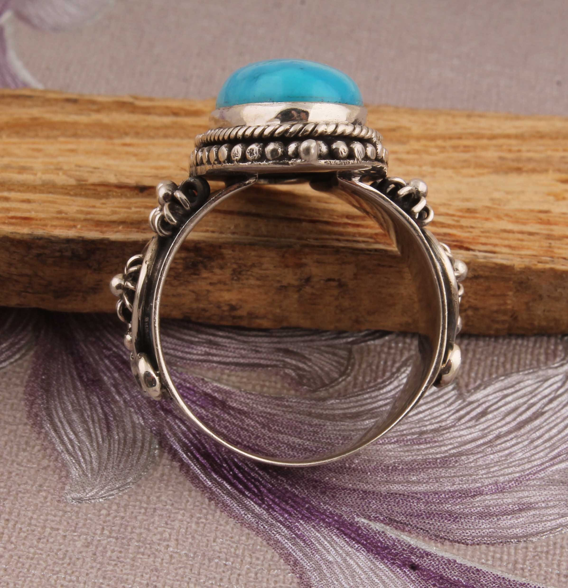 Sleeping Beauty Turquoise Ring: Sterling Silver Twisted Band Boho Ring ...