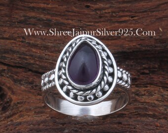 Handmade Sterling Silver Amethyst Ring: Boho Statement Jewelry