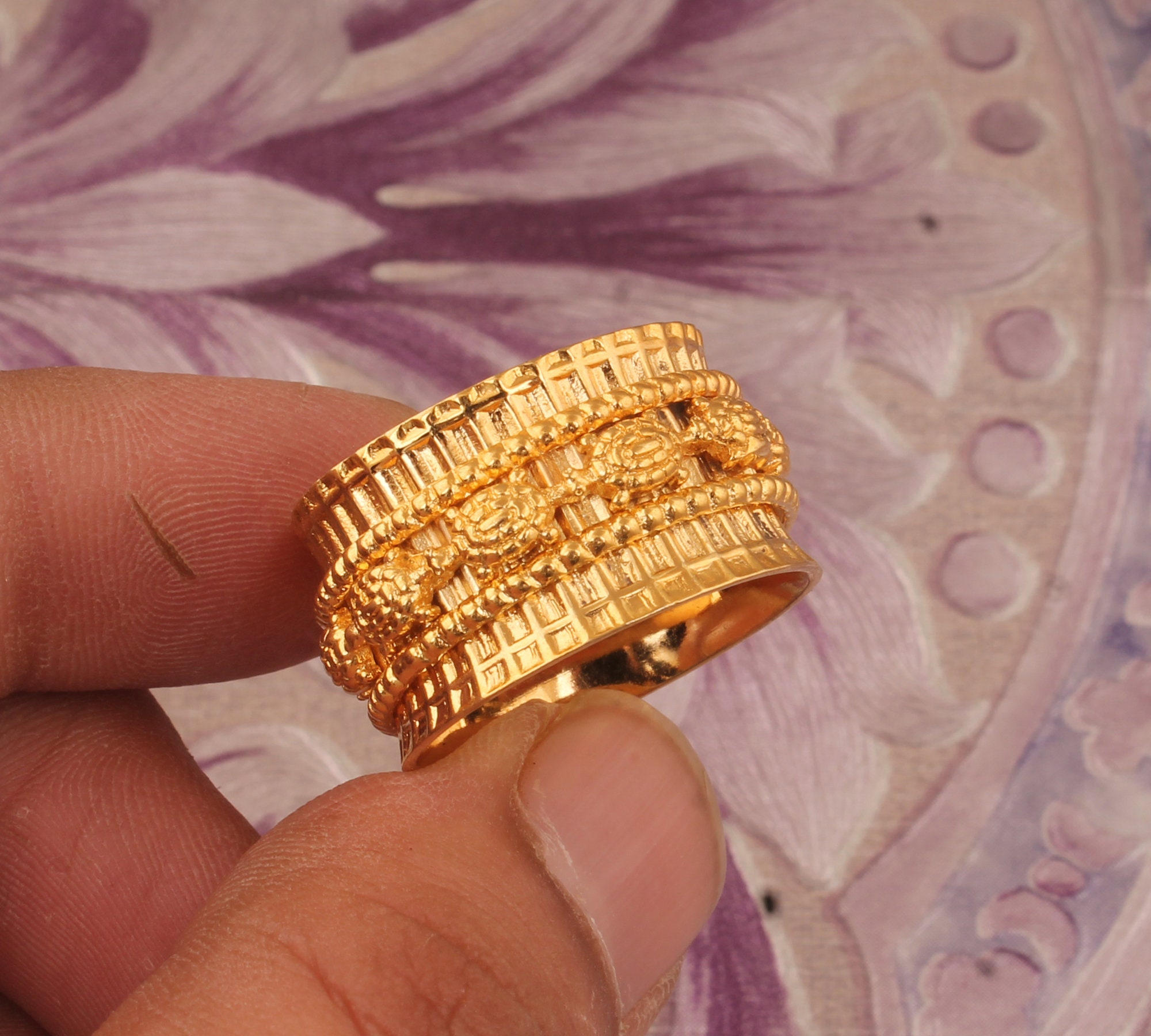 22K Gold Plated Turtle Spinner Ring: Stainless Steel Boho Band - Etsy