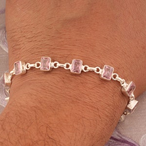 Pink Zircon Bracelet, Zircon Jewelry, Handmade Bracelet, Gemstone Bracelet, 925 Sterling Bracelet, Adjustable Bracelet, Silver Bracelet