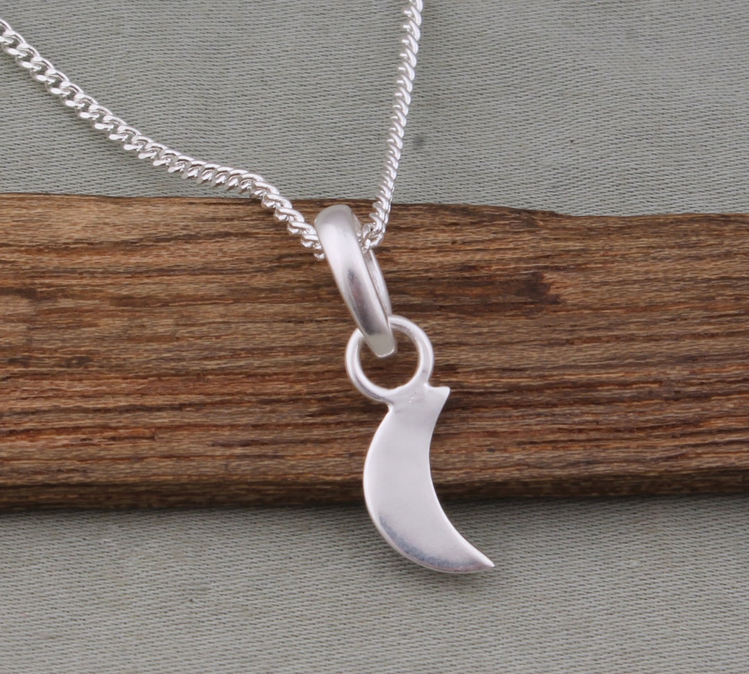 Sterling Silver Crescent Moon Pendant Necklace: Handmade 925 Silver - Etsy
