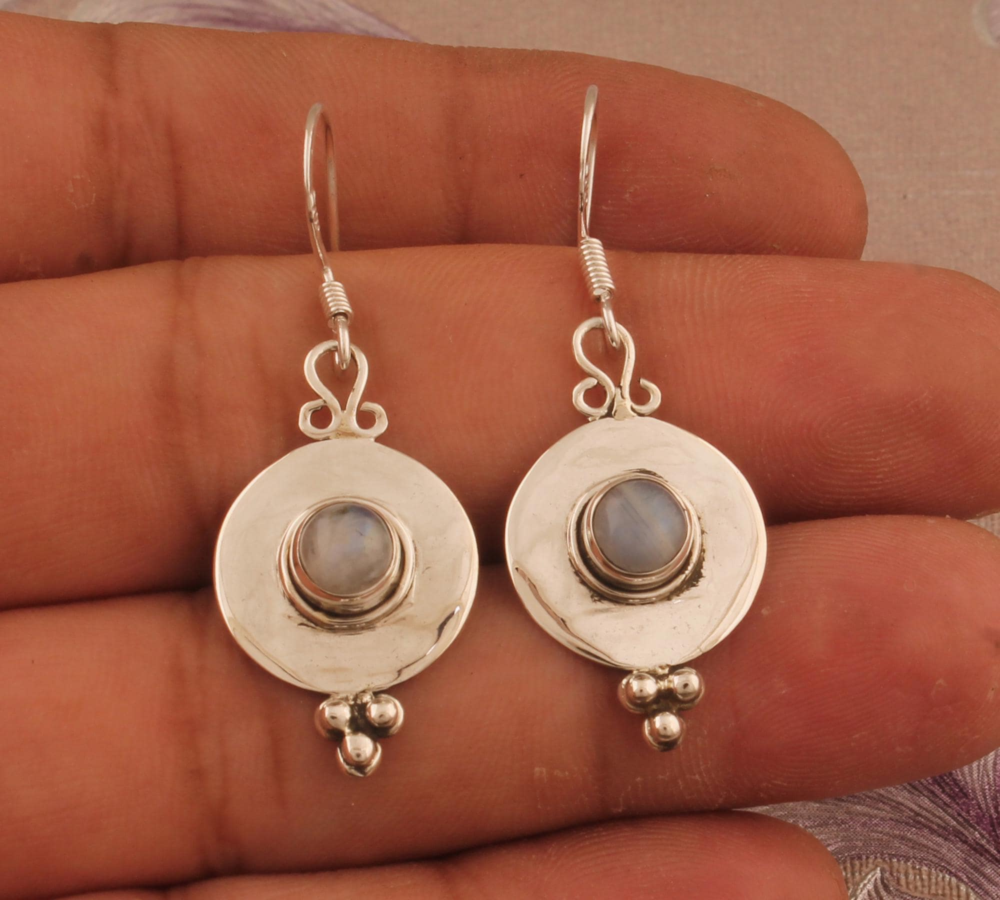 VINTAGE HOLLYWOOD] 925 Silver☆Klias Gemstone Gold Earrings