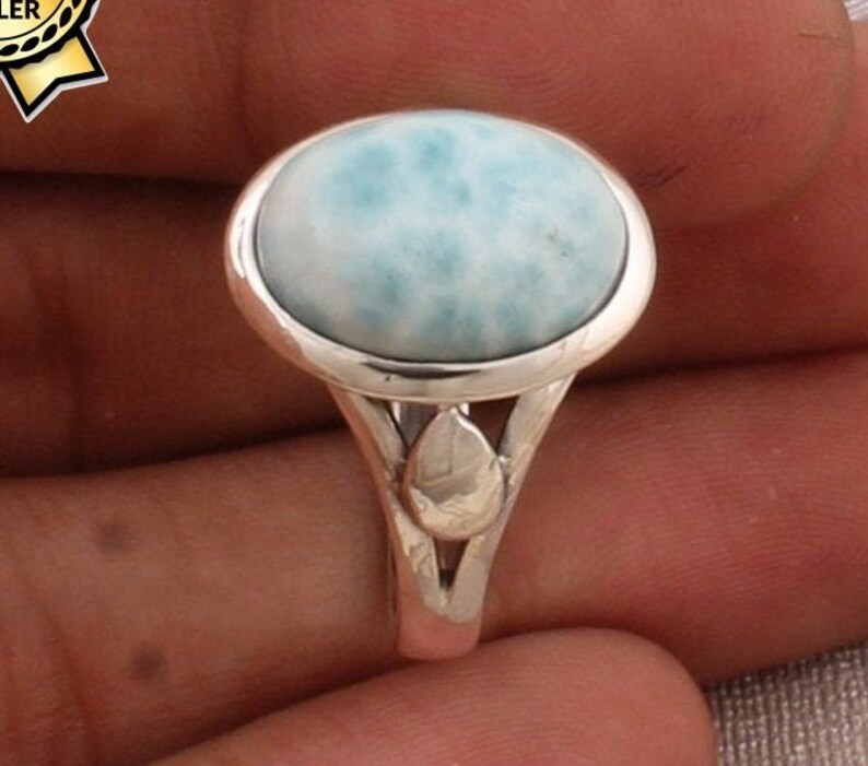 Natural Beautiful Larimar Sterling Silver Ring,Boho Ring,Twisted Band Ring,Dainty Rings,Top Selling Item Gift For Her Wedding RingCyber2021 