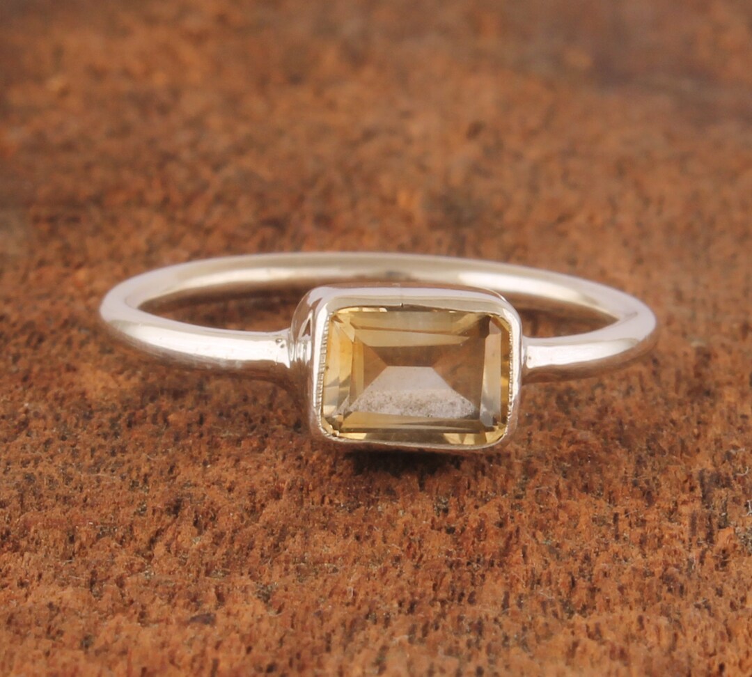 Handmade Citrine Ring: Rectangle Stone, Solid Sterling Silver - Etsy
