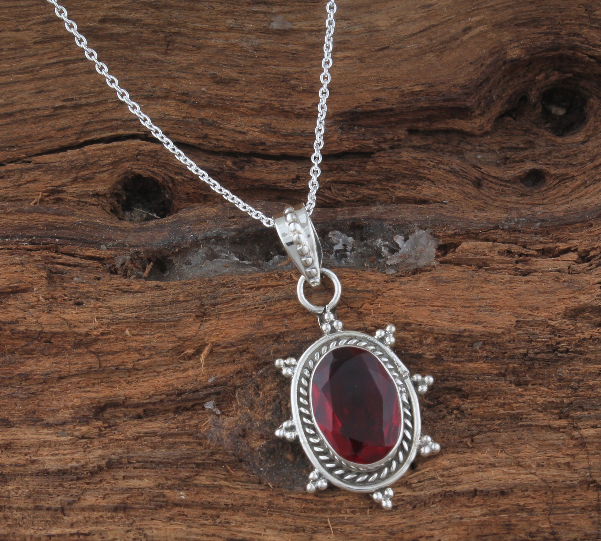 Red Garnet Gemstone Pendant 925 Sterling Silver Jewelry Pendant Red Garnet Jewelry Red Garnet Pendant Handmade  Anniversary Gift