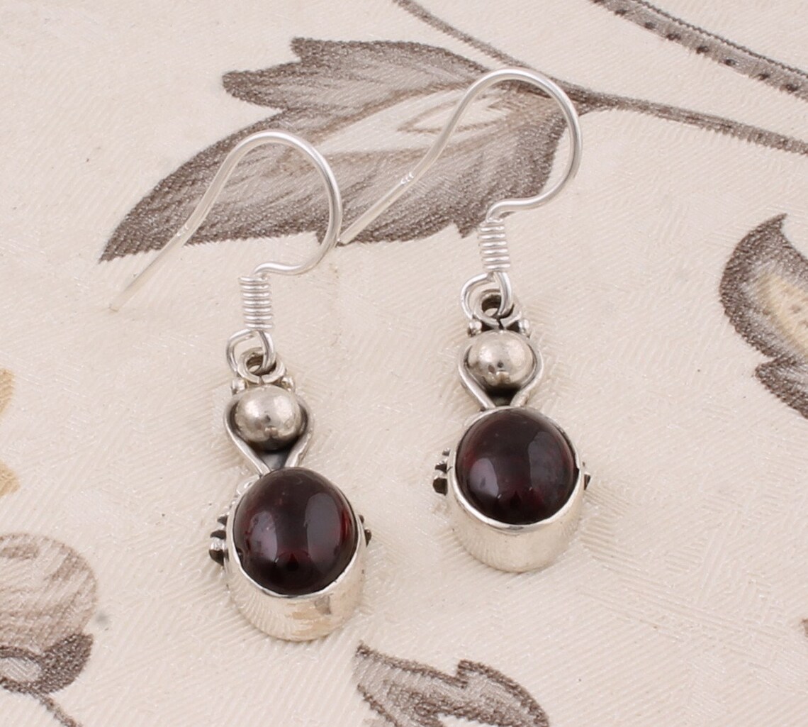 925 Silver Sterling Earring SilverSolid Earring Red Garnet | Etsy