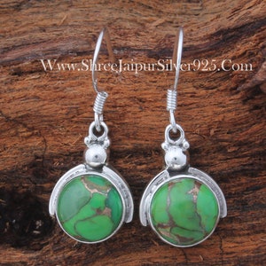 Boho Türkis Cabochon Ohrringe: 925 Sterling Silber Ohrhänger
