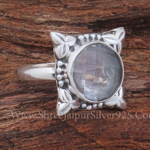 Natural Crystal Quartz Clear Quartz Ring Rock Crystal Quartz Ring Statement Ring 925 Sterling Silver Handmade Ring Fine Silver Ring For Gift