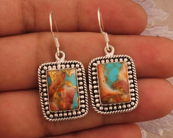 Oyster Koppar Turkos Örhängen i 925 Sterlingsilver med Navajo-motiv