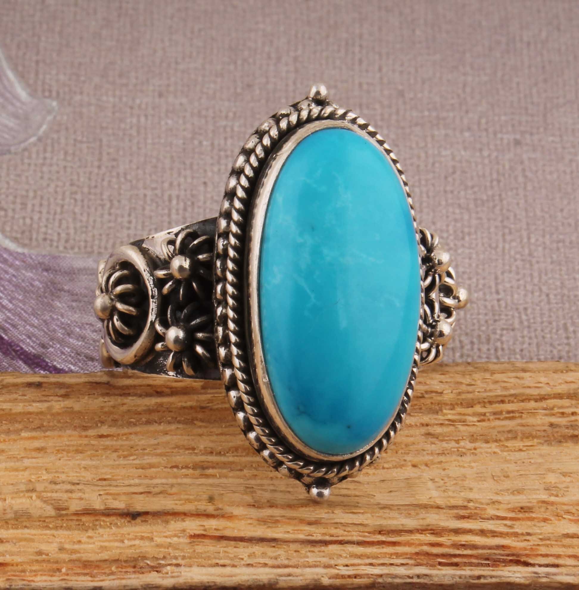 Sleeping Beauty Turquoise Ring: Sterling Silver Twisted Band Boho Ring ...