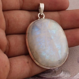 Natural Rainbow Moonstone Pendant 925 Sterling Silver Pendant For Women White Oval Handmade Gemstone 925 Silver Jewelry Cyber week sale