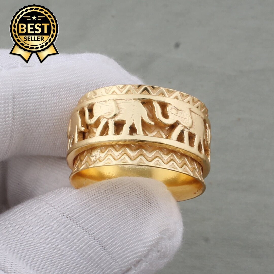 Elephant Spinner 22K Gold Plated Spinner Ring. Men & Women Etsy