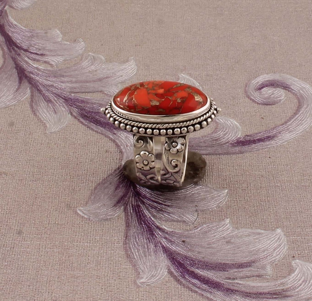 コンポジットターコイズスターリングシルバーリング - ツイスト