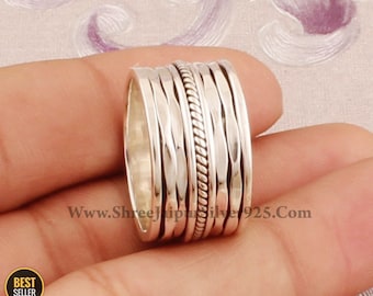 Designer Spinner Ring, 925 Sterling Silver Spinner Ring, Handcrafted Thumb Silver Ring, Boho Ring, Christmas Gift, Women's Ring, Gift idea