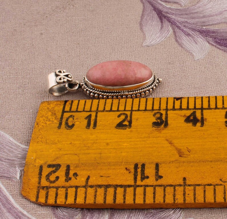 Top Quality Natural Thulite Gemstone Pendant 925-Sterling Silver Pendant,Antique Silver Pendant Oval Pendant,Wedding Gift Item Pendant