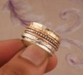 Boho Hammered Sterling Silver Spinner Ring: Three Tone 2025