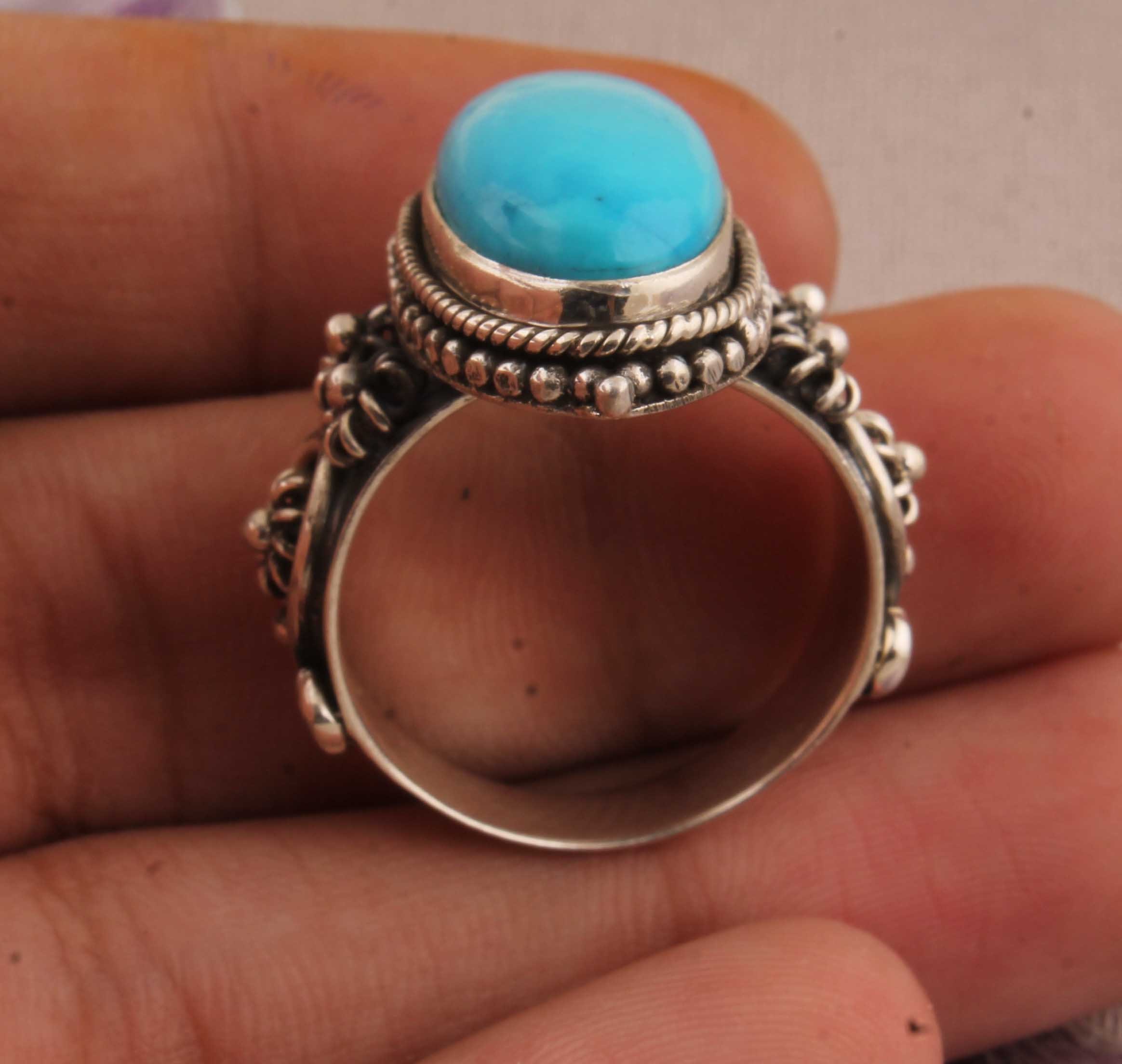 Sleeping Beauty Turquoise Ring: Sterling Silver Twisted Band Boho Ring ...