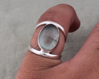 Natural Labradorite Ring: 925 Sterling Silver, Blue Fire Gemstone