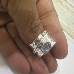 Solid 925 Aquamarine Natural Gemstone 925 Sterling Silver Ring,Silver Band Ring 925-Sterling Silver Ring,Spinner Ring Thumb Ring,Etsy cyber Bild 3
