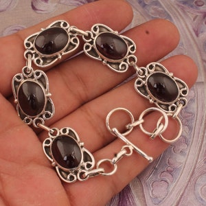 Red Garnet Bracelet*Red Garnet Jewelry*Handmade Bracelet*Gemstone Bracelet*925 Sterling  Silver Bracelet*Garnet Bracelet*Silver Bracelet