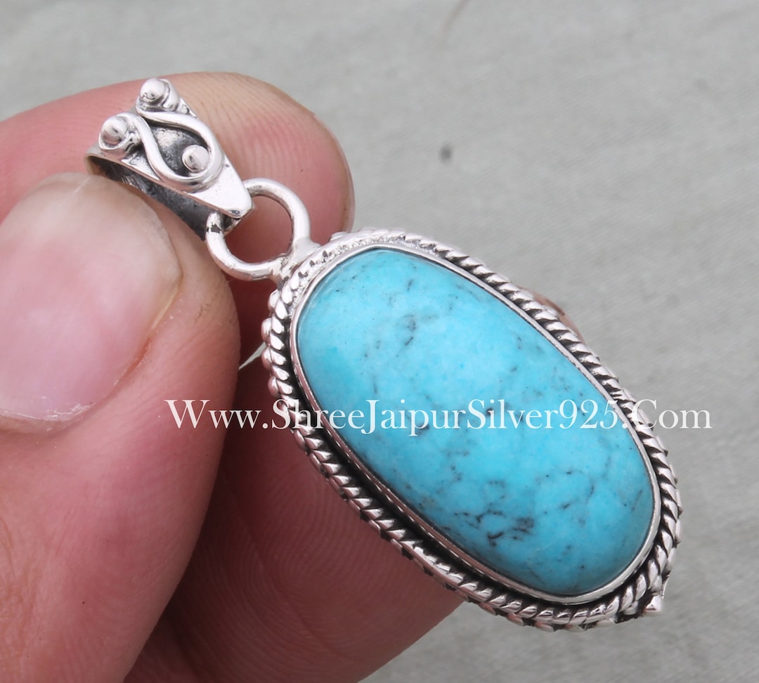 925 Sterling Silver Sleeping Beauty Turquoise Pendants for Oval ...