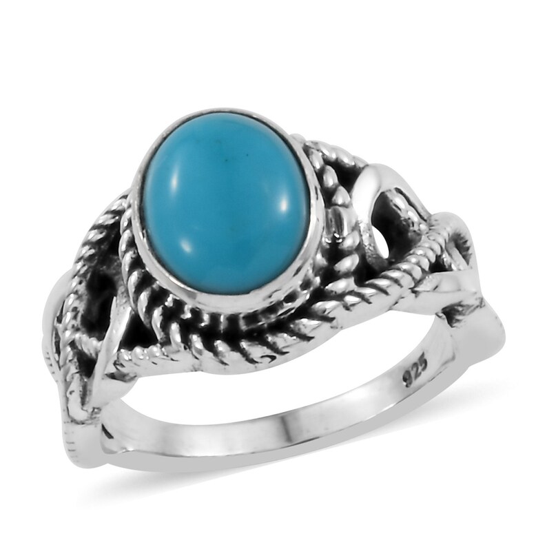 Sleeping Beauty Turquoise Top Quality Gemstone Ring 925-Antique Silver Ring,Sterling Silver Ring,Ring Finger Ring Anniversary Ring