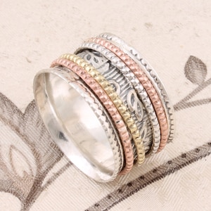 Anello girevole in argento sterling 925: anello per il pollice di grandi dimensioni, fatto a mano