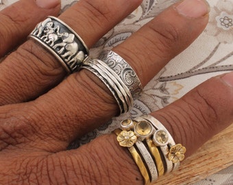 Sterling Silver Spinner Ring: Meditation Anxiety Relief