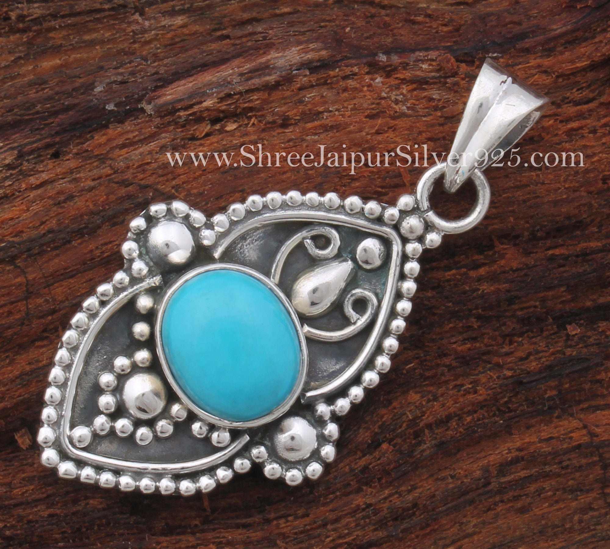 Turquoise 925 Sterling Silver Necklace Pendant For Women