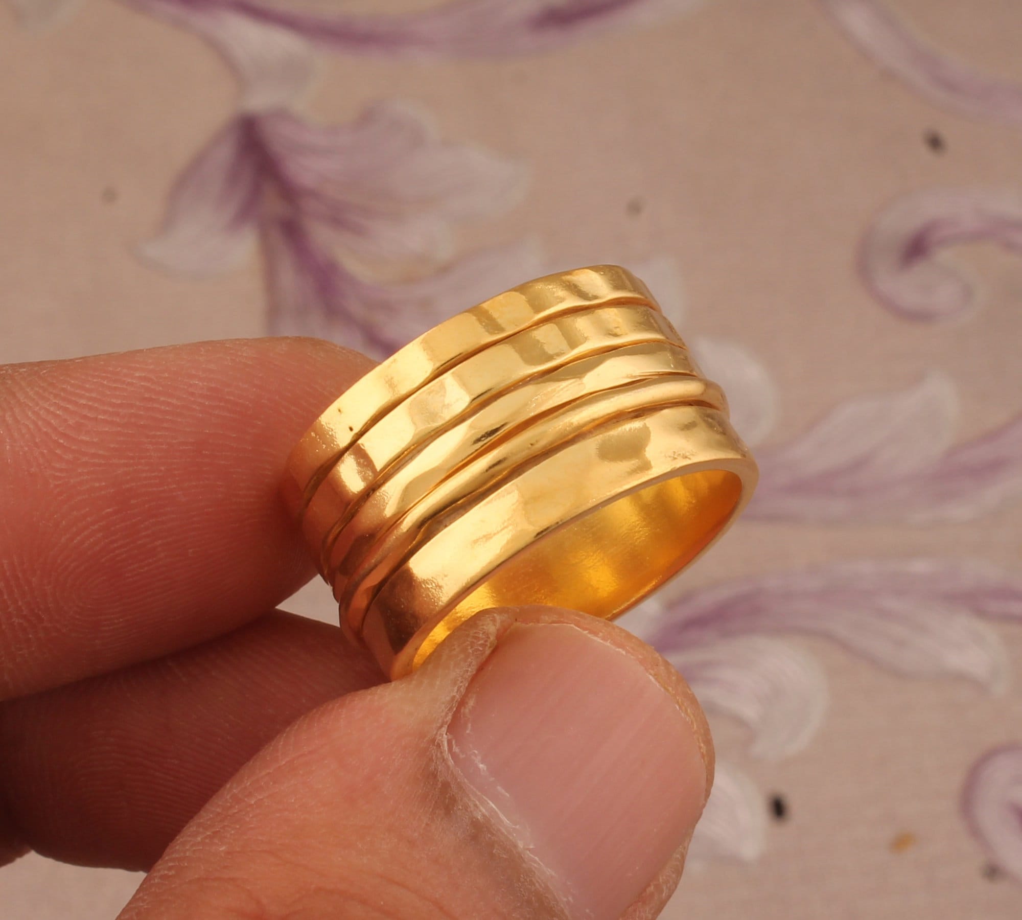 22K Gold Plated Spinner Ring: Stainless Steel Band - Etsy