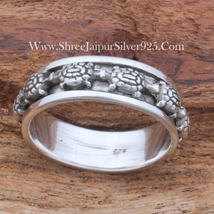 Turtle Spinner Ring: Solid Sterling Silver Anxiety Ring