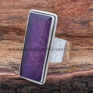 Amethyst Jade 925 Sterling Silver Ring, Handmade Boho Band