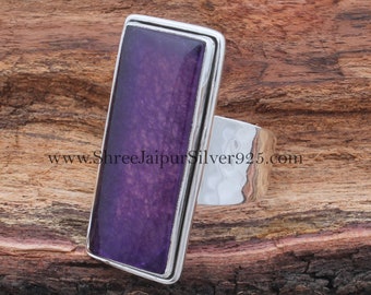 Amethyst Jade 925 Sterling Silver Ring, Handmade Boho Band