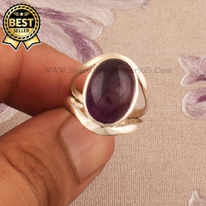 Amethyst Sterling Silver Ring: Handmade Double Band, February Birthstone