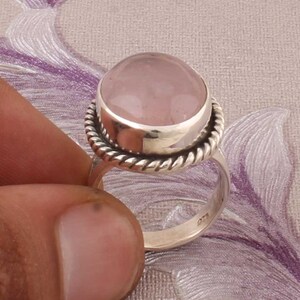 Natural Amazing Rose Quartz AAAQuality Gemstone Ring 925-Sterling Silver Ring,Engagement Ring,Antique Silver Ring,Middle Finger Ring image 4