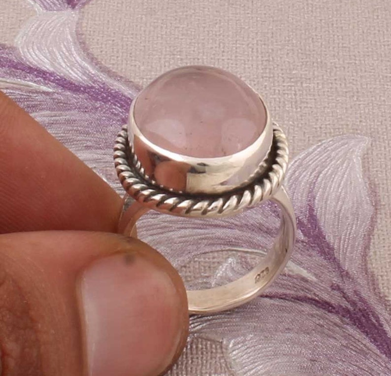 Natural Amazing Rose Quartz AAAQuality Gemstone Ring 925-Sterling Silver Ring,Engagement Ring,Antique Silver Ring,Middle Finger Ring image 4