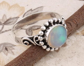 指輪・リング [Retro finger] Ethiopia Opal Oval 8x6mm Ethiopion Opal Gemstone Wedding Ring, Antique