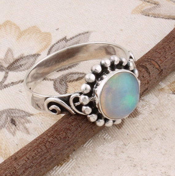 Diamond Classic Carved Prong Set White Opal Ring/Opal/925 Sterling Silver/ Opal - Shop Cifafa : Handmade General Rings - Pinkoi
